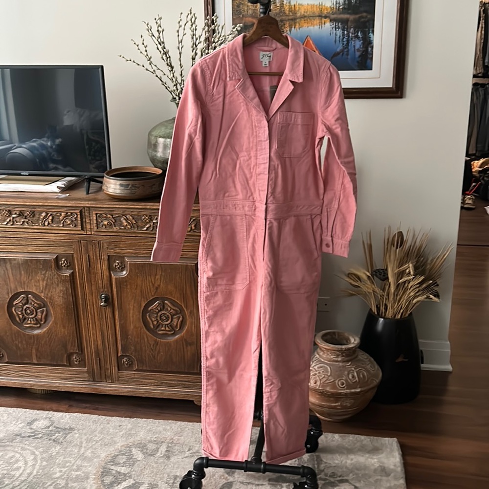 J. Crew Pink Corduroy Jumpsuit Flightsuit Boilersuit Coverall